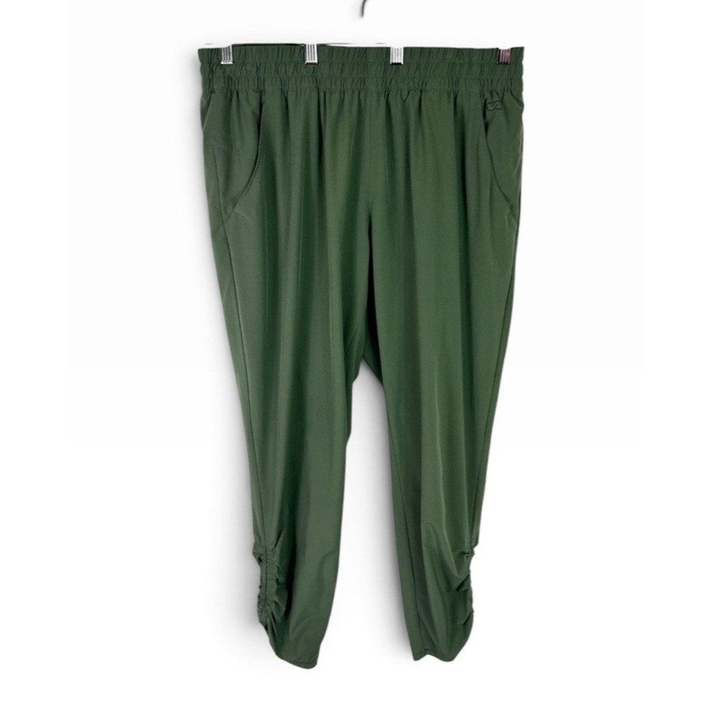 Calia Women's XL Pullon Elastic Waist Performance Active Pants Green Adj. Hem EU